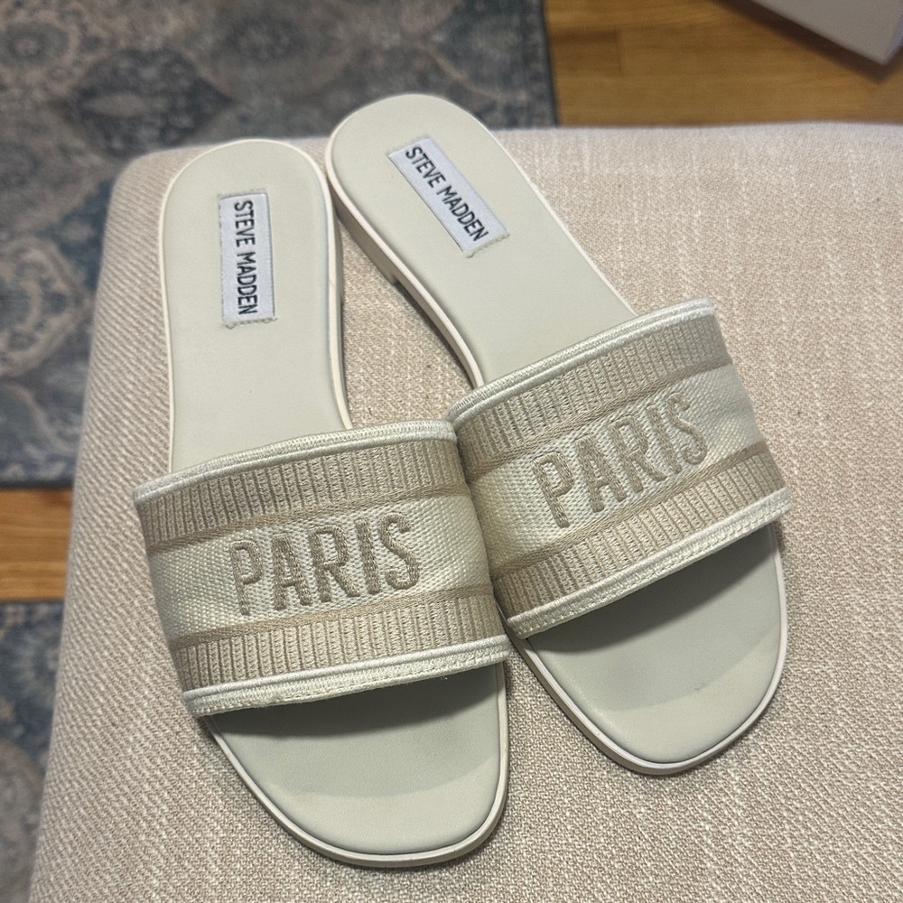 Steve Madden Beige Paris Slide Sandals